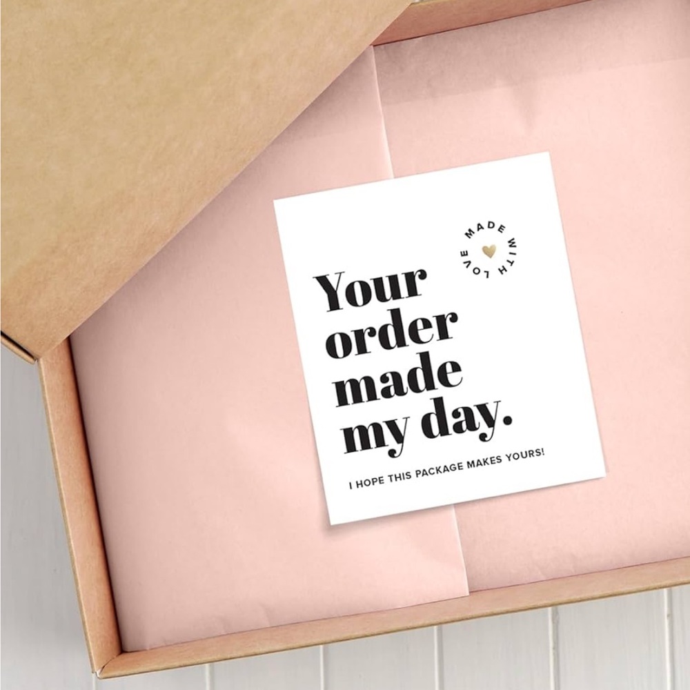 Set of 50 3in x 3.5in Your Order Made My Day Thank You Cards - Picture 4 of 4